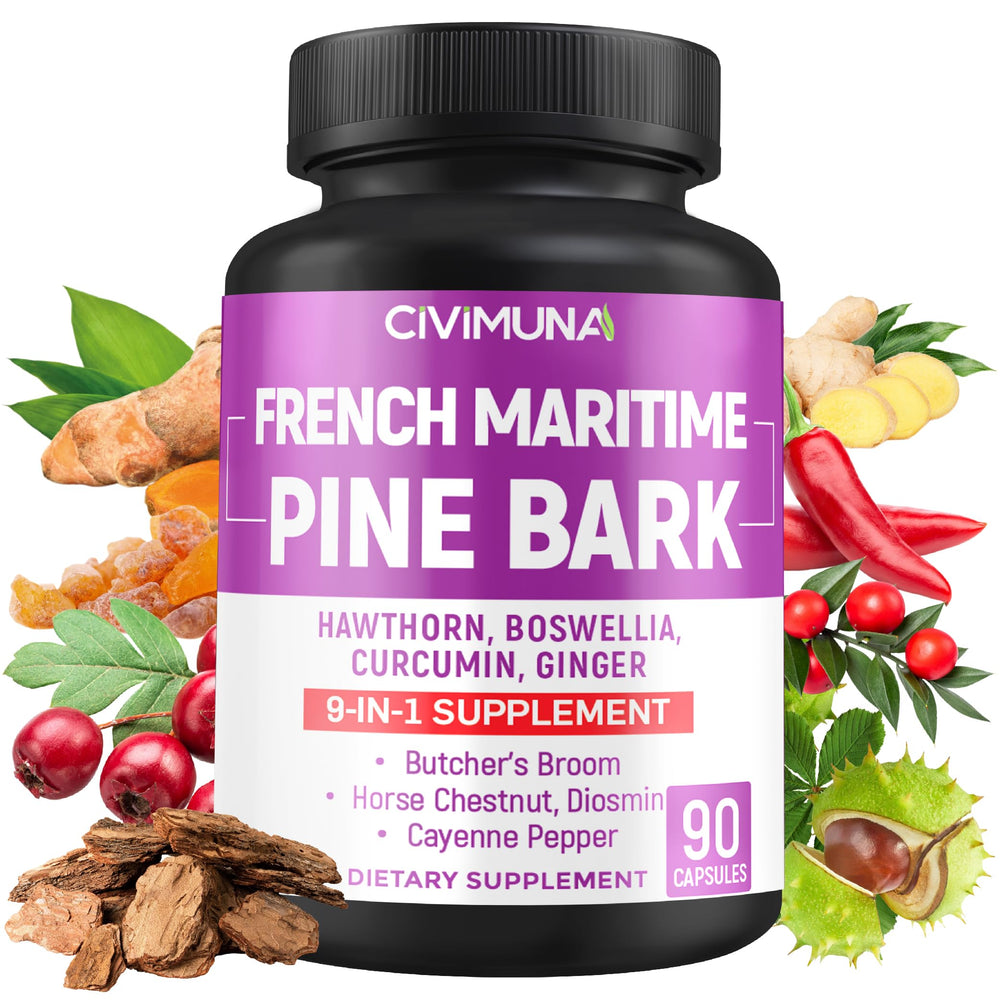 CIVIMUNA French Maritime Pine Bark capsules - front bottle view for daily wellness consideration