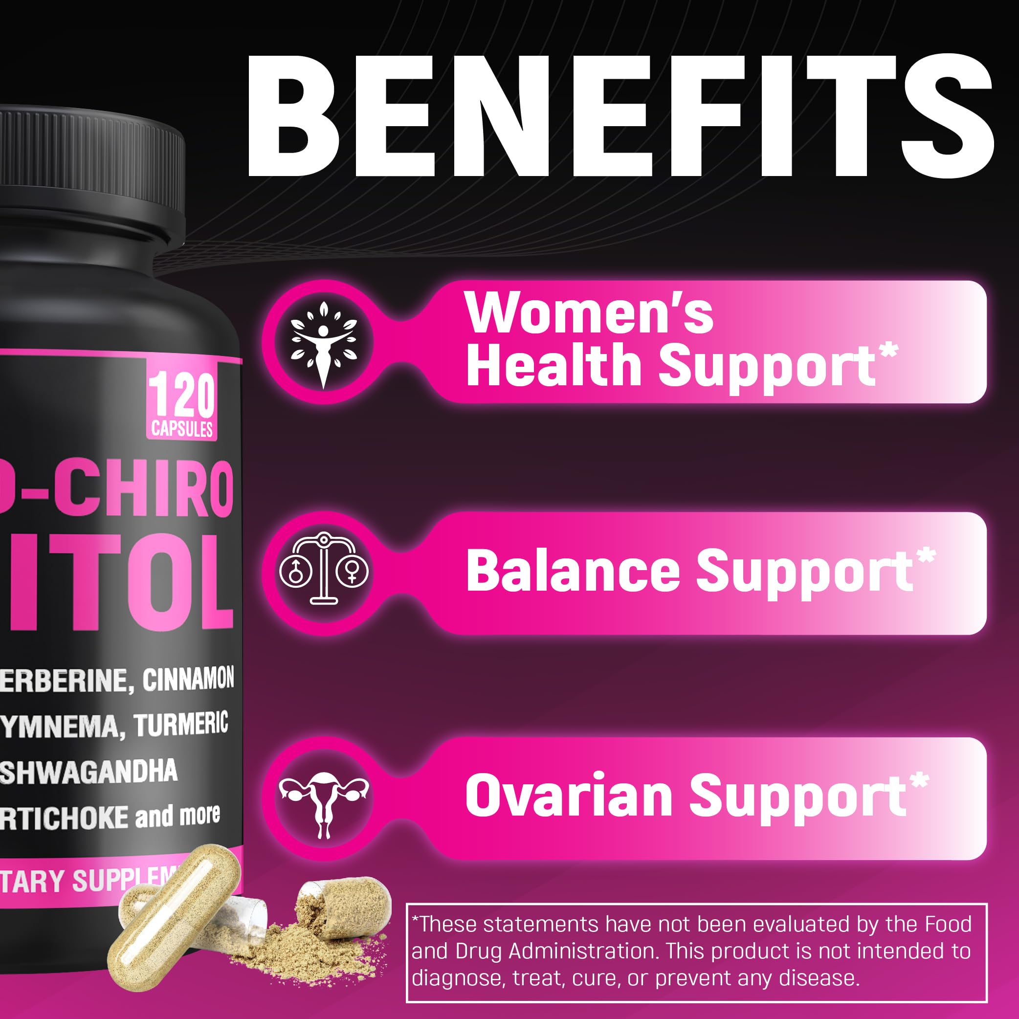 CIVIMUNA inositol bottle opened to reveal a multi-ingredient blend.