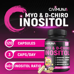 CIVIMUNA inositol capsules stacked, easy to incorporate into routines.