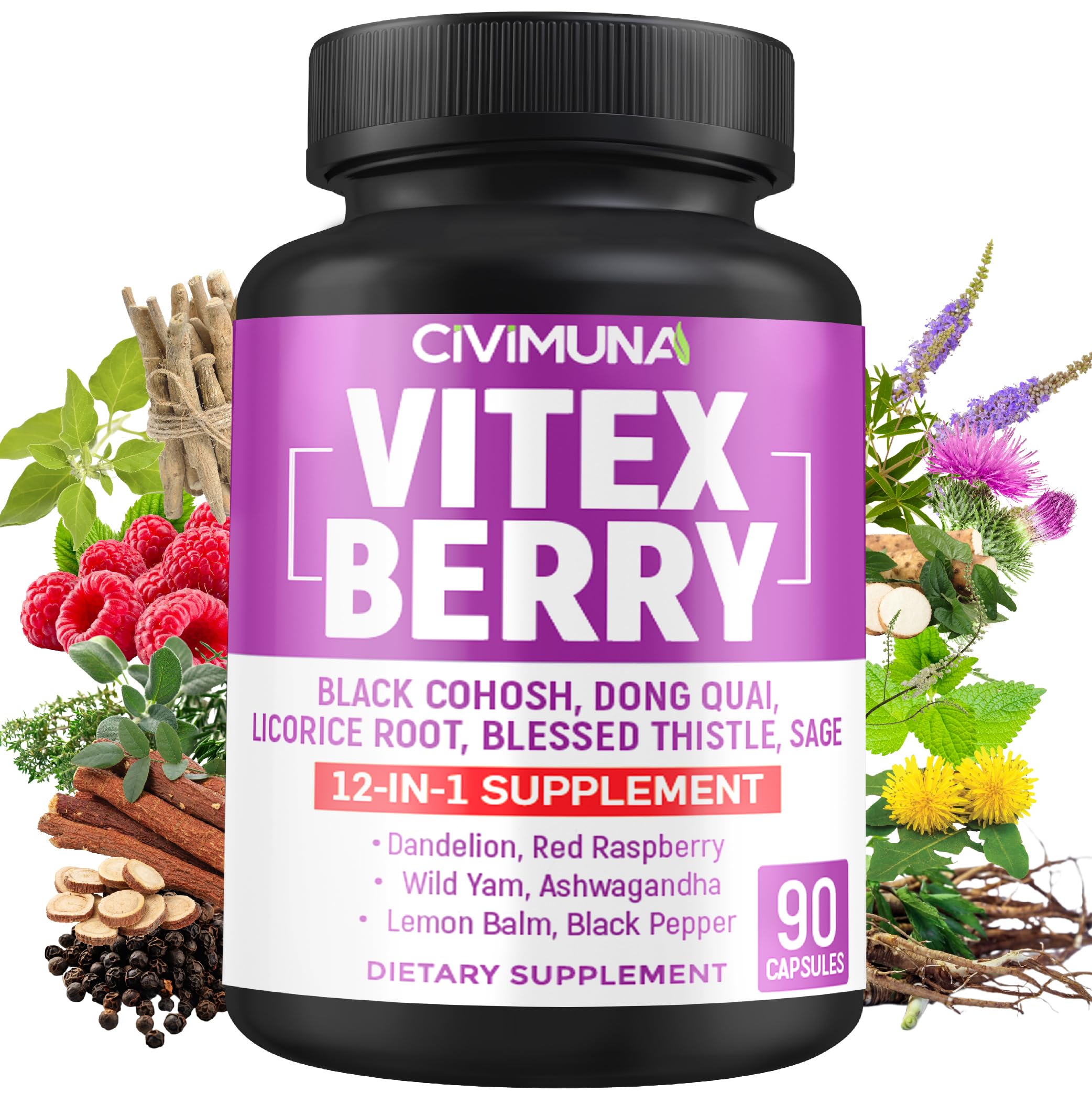 CIVIMUNA Vitex Berry Extract bottle front promotes everyday balance.
