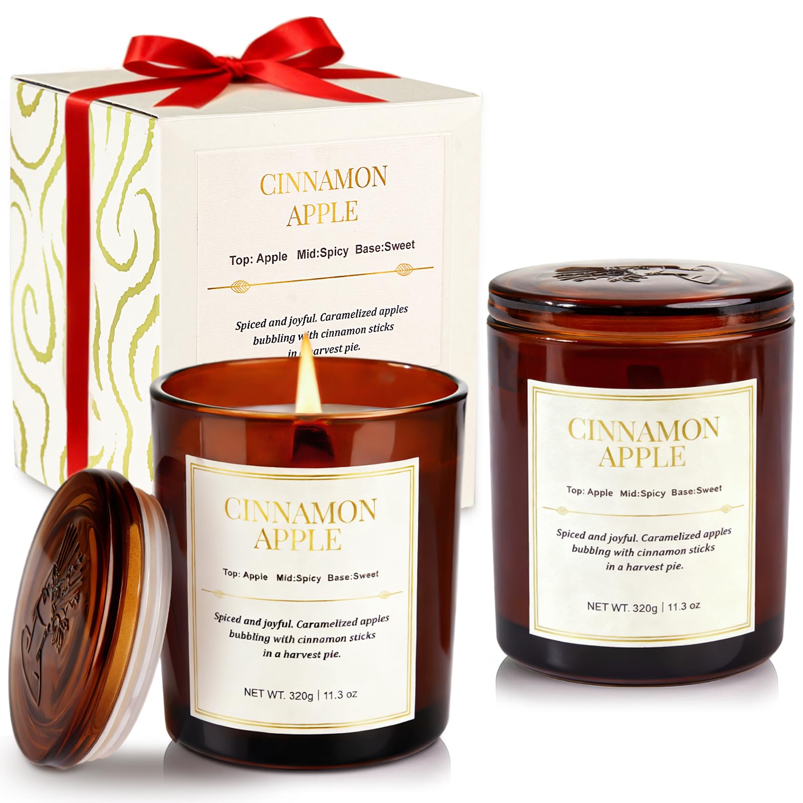 CJVIUS Holiday Candle Gift Set with wood wick for a warm, festive ambiance.