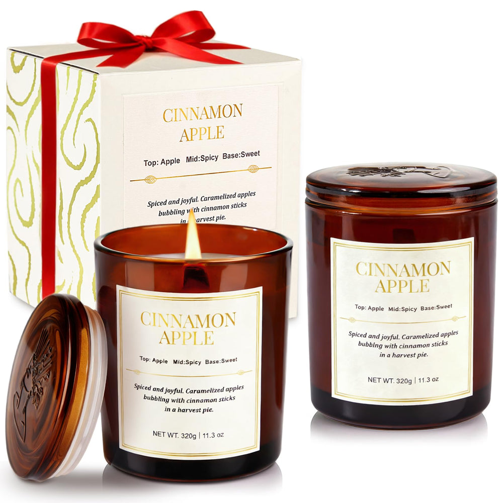 CJVIUS Holiday Candle Gift Set with wood wick for a warm, festive ambiance.
