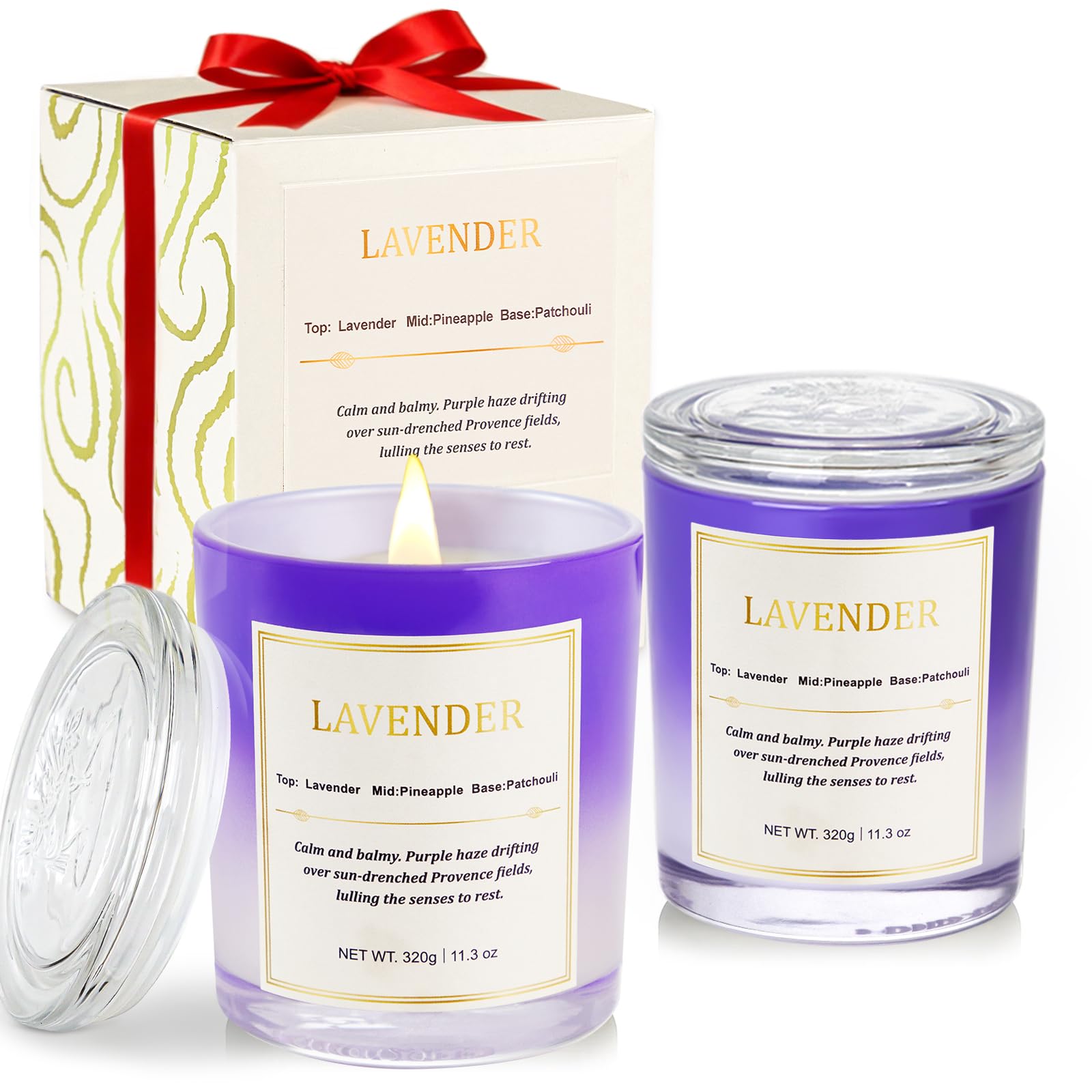 CJVIUS Lavender Candle Gift Box showcases elegant packaging ideal for gifting.