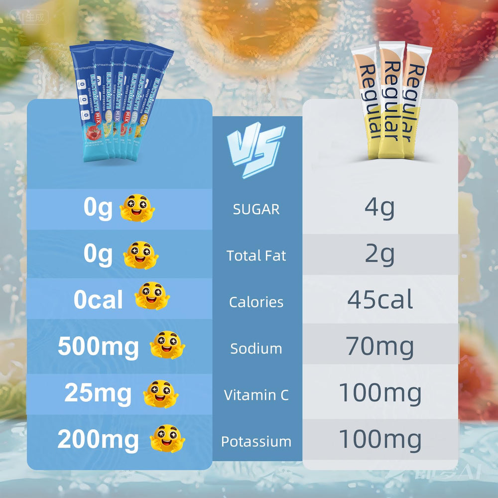 ClarivyHealthora packets showcase six fruity flavors for tasty hydration.