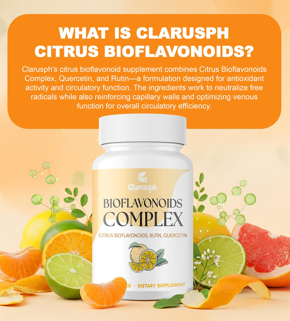Clarusph Citrus Bioflavonoids ingredients chart highlights 1000mg bioflavonoids