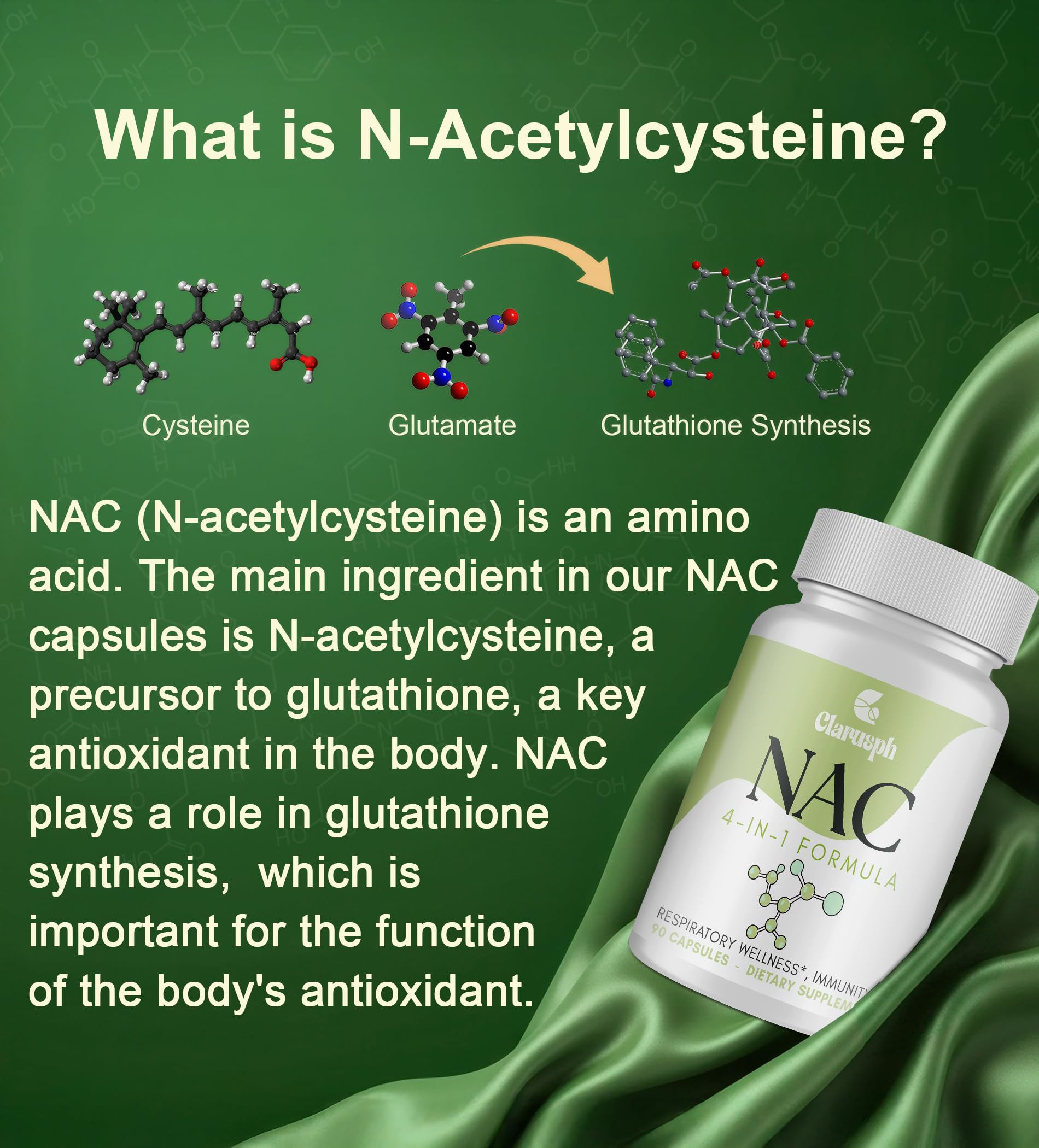 Clarusph NAC ingredients glycine close-up showing blend