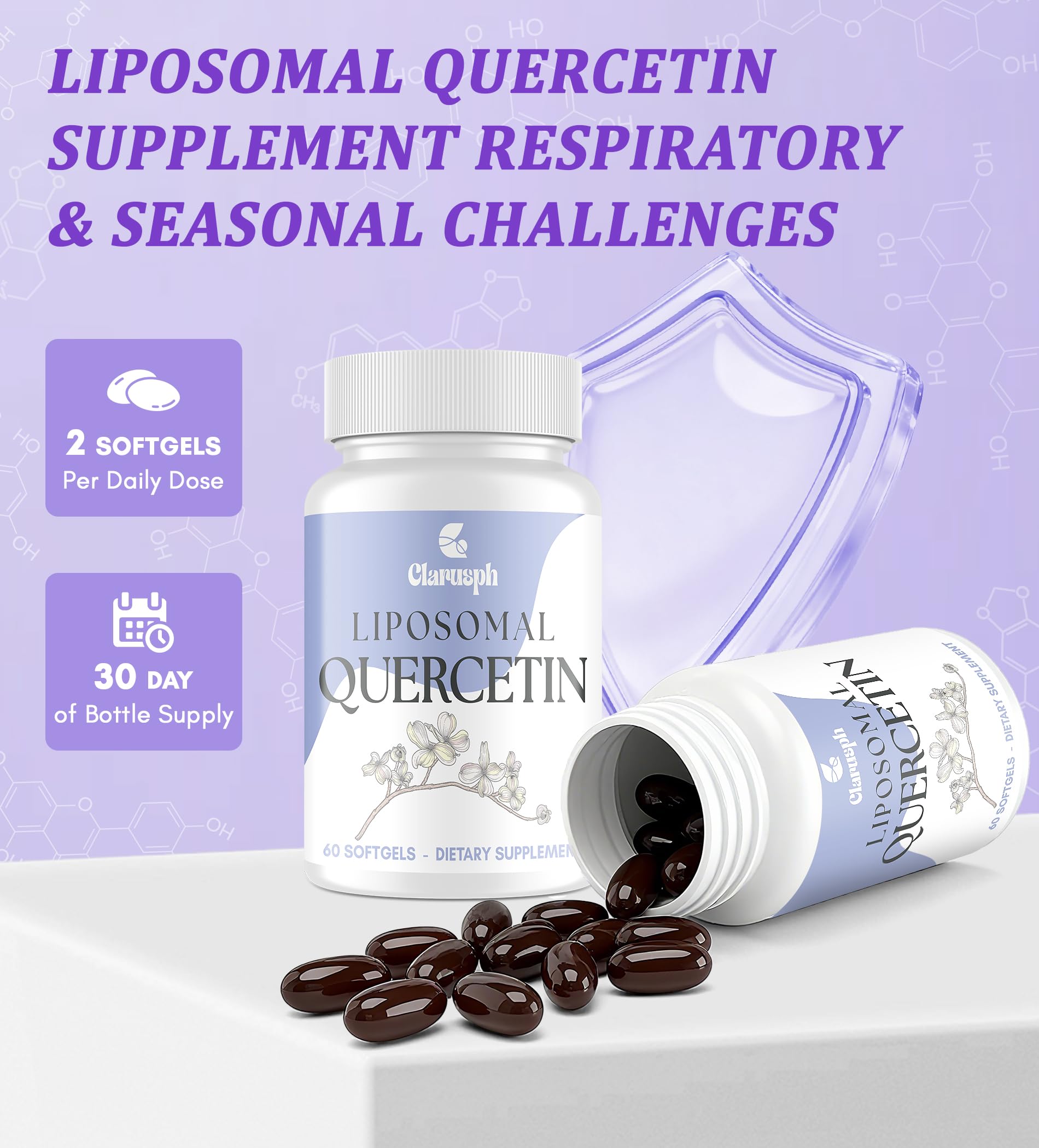 Compact Clarusph Quercetin bottle on dresser conveys quick daily supplementation.