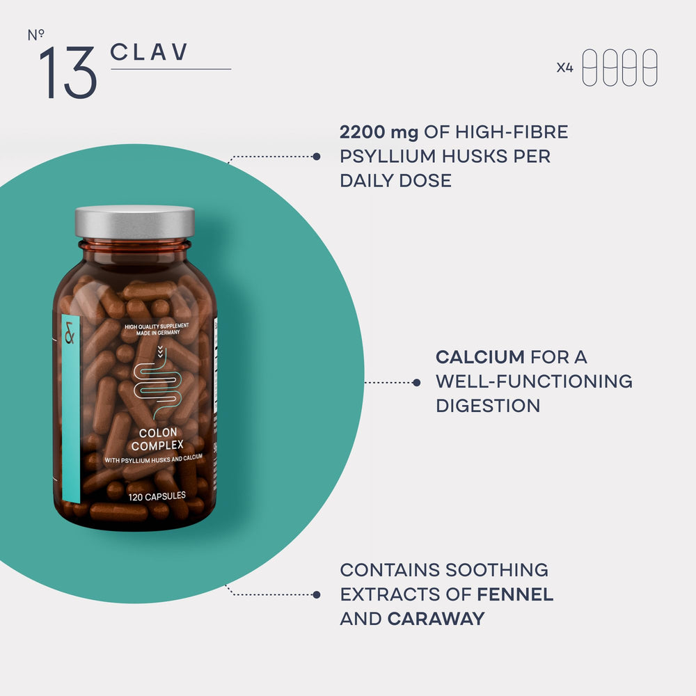 CLAV Psyllium Husk Capsules calcium icon signals mineral support