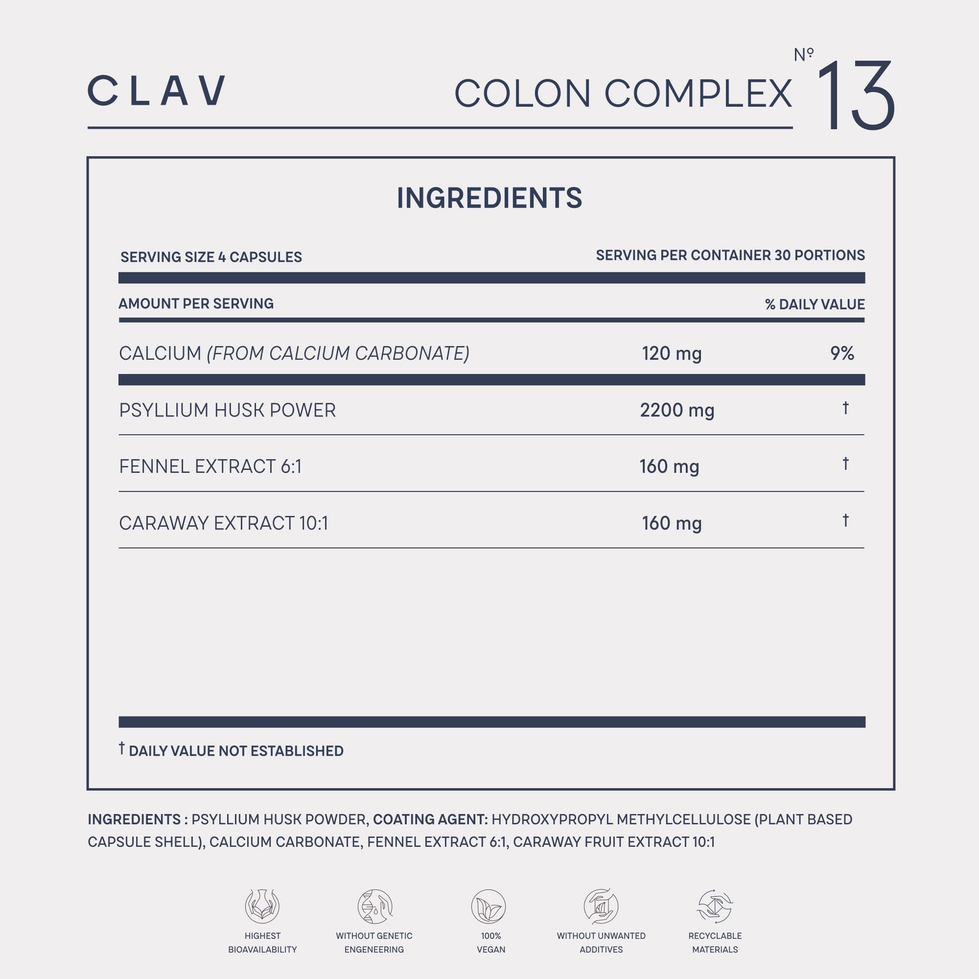 CLAV Psyllium Husk Capsules shown for daily use