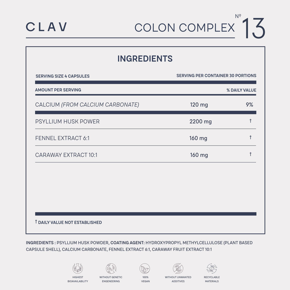 CLAV Psyllium Husk Capsules shown for daily use