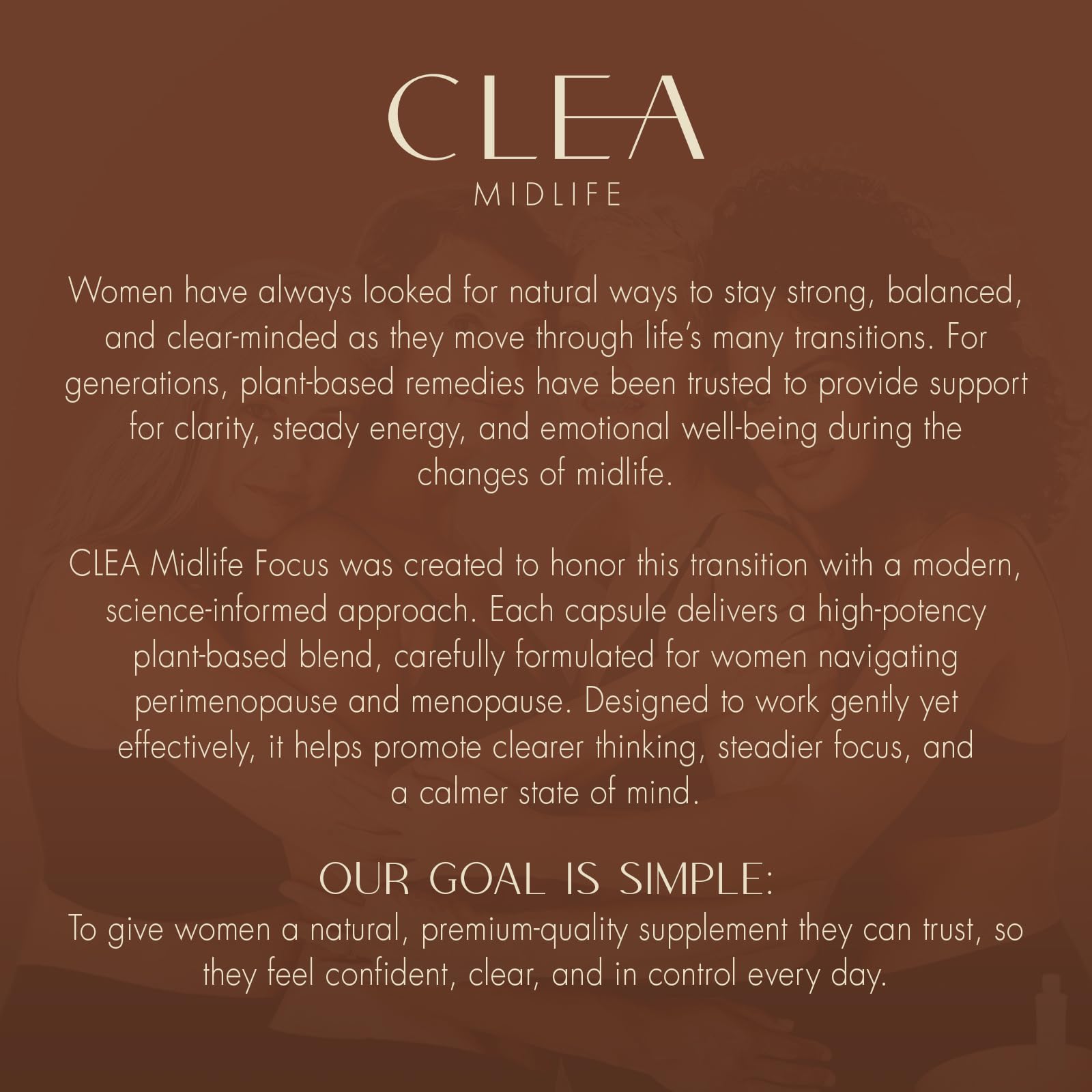 Brand logo shot of CLEA Midlife Focus for menopause care
