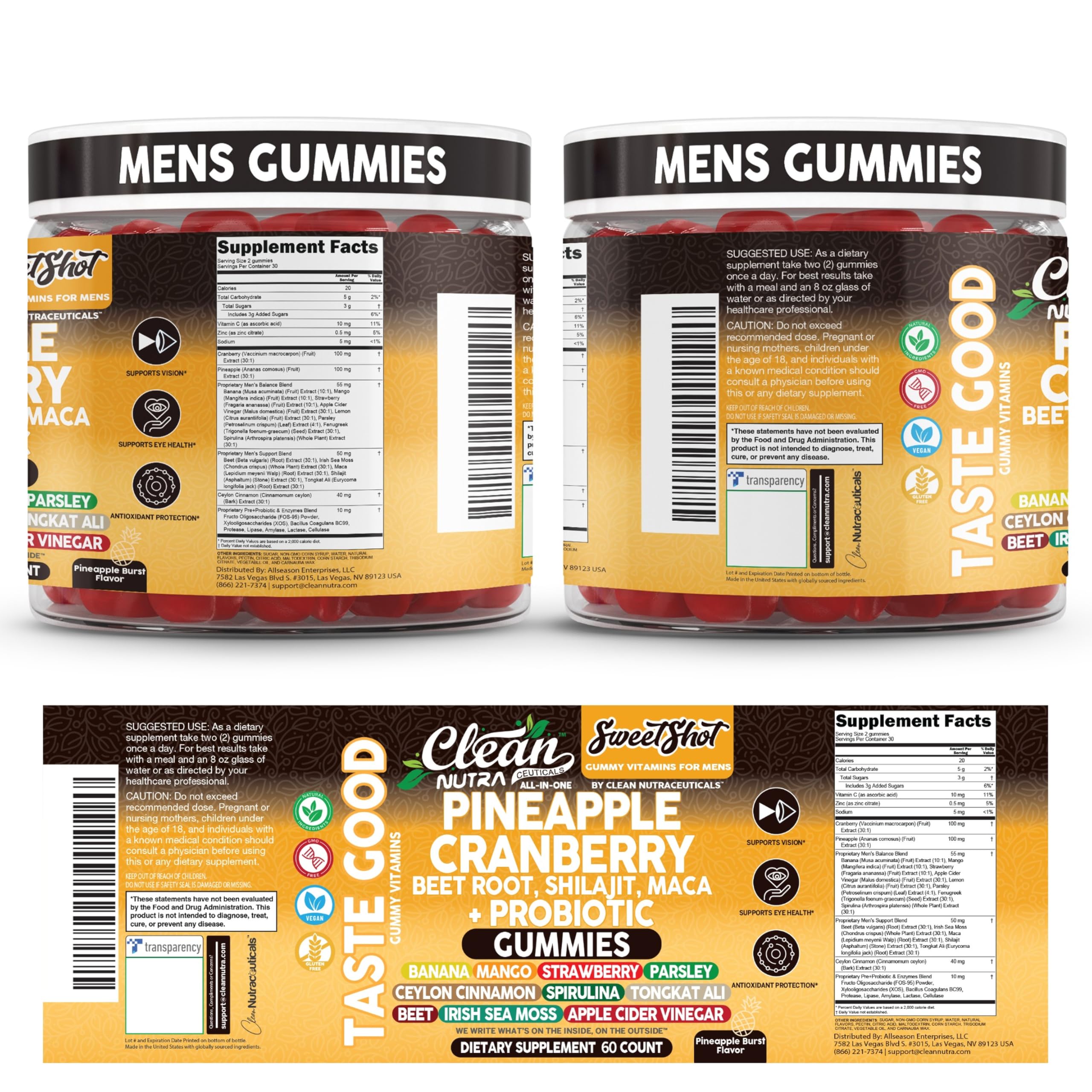 Clean Nutra apple cider vinegar gummies close-up suggest digestion-friendly daily option.
