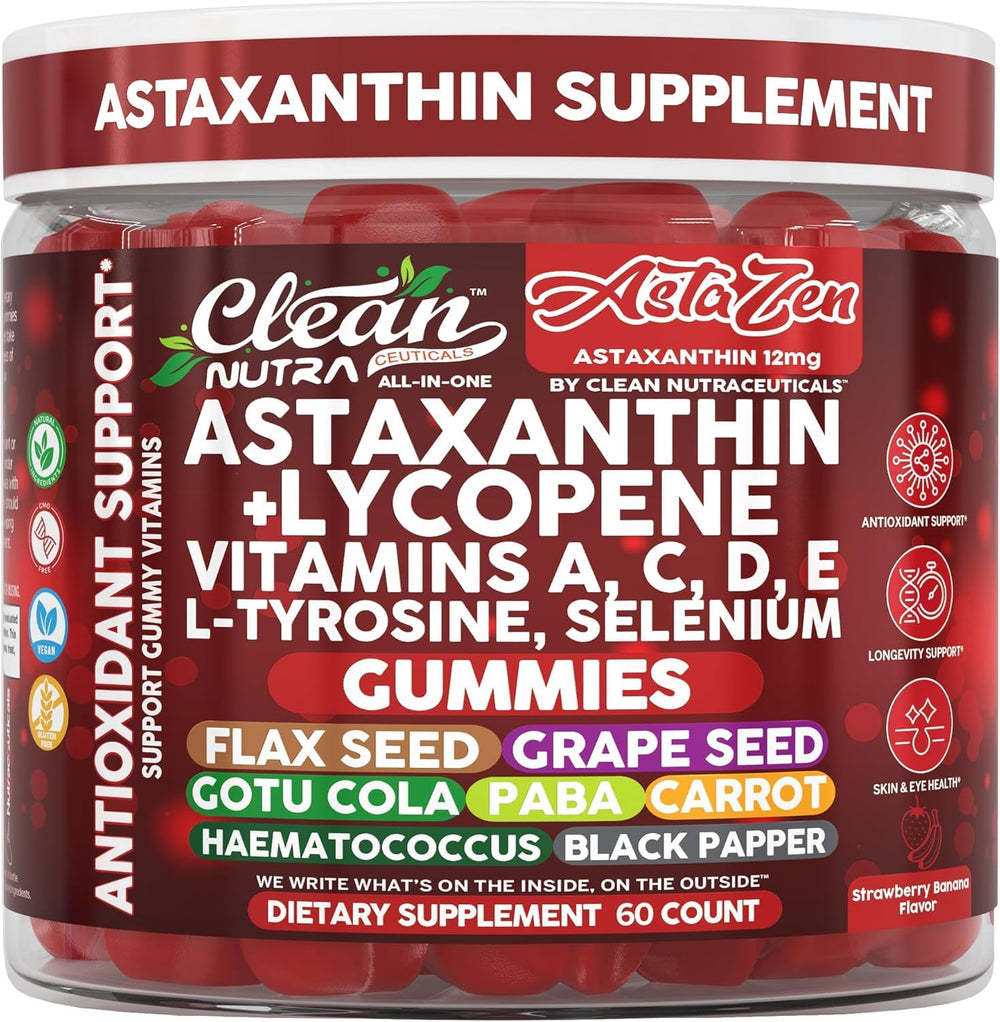 Clean Nutra AstaZen gummies arranged with berries suggesting daily ritual