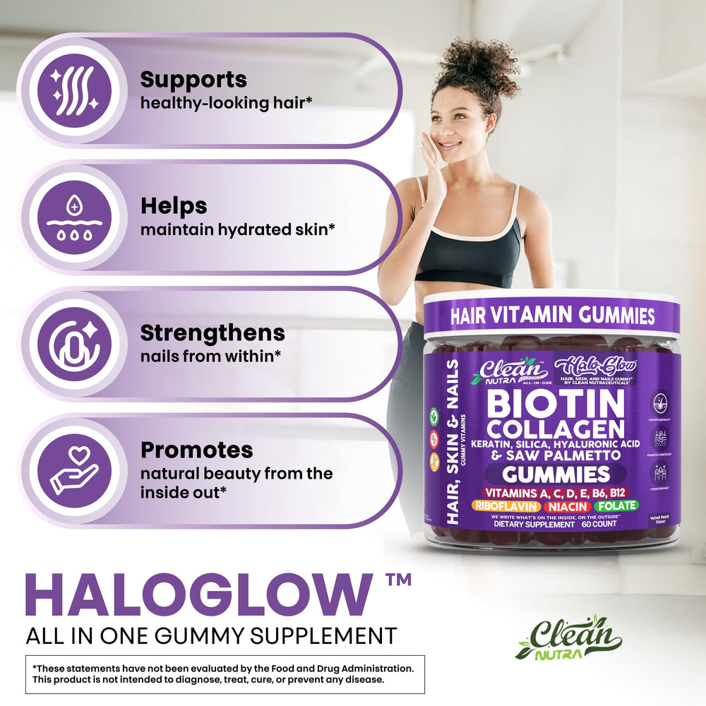 Clean Nutra Biotin Gummies daily dosage bottle closeup