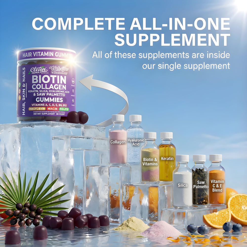 Clean Nutra Biotin Gummies packaging highlighting USA-made quality