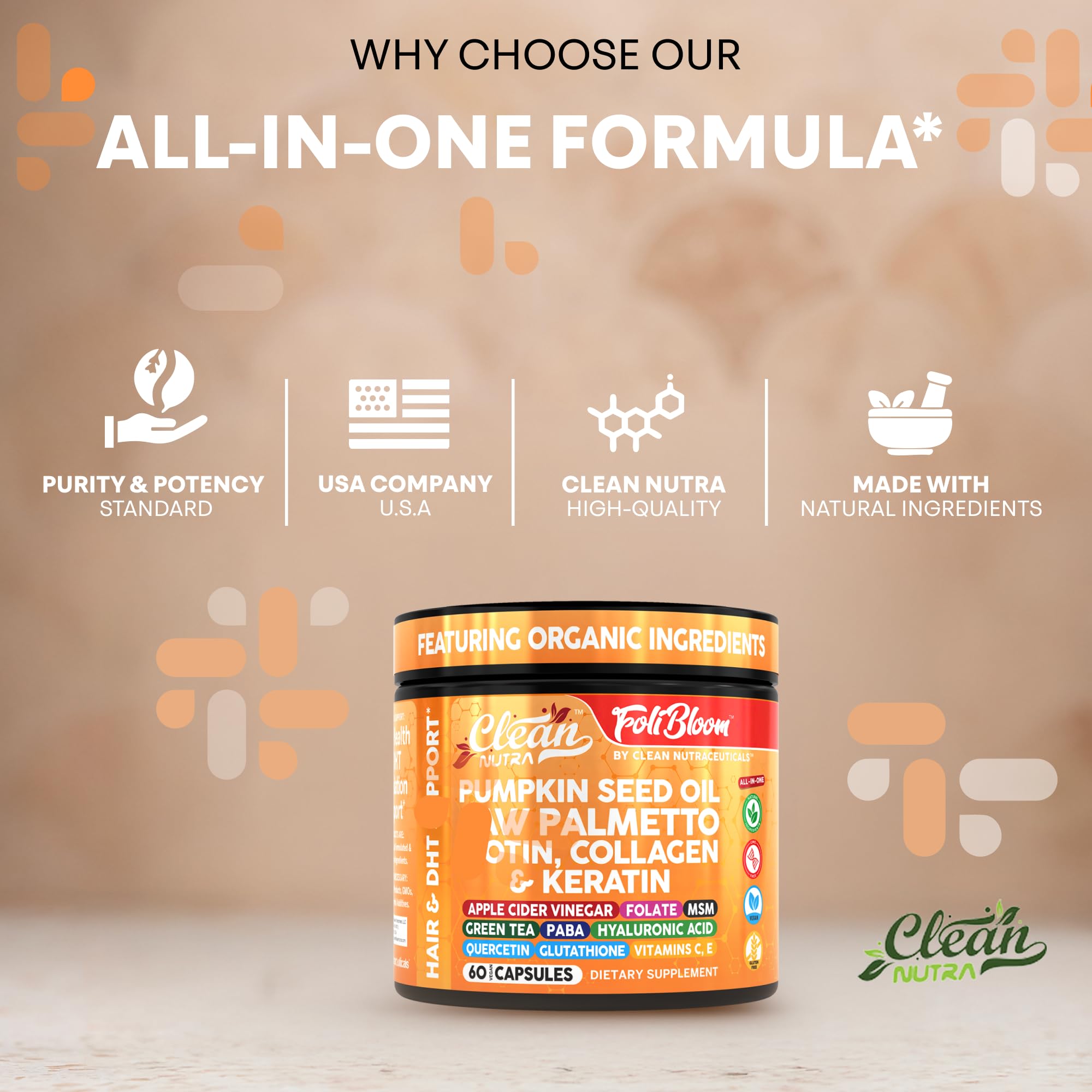 Clean Nutra bottle on shelf conveying trusted, multi-ingredient formulation.