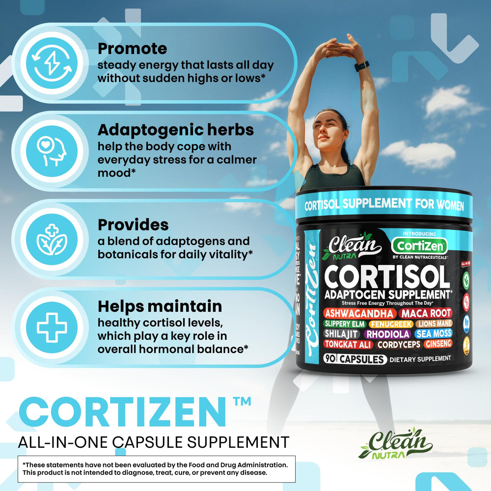 Clean Nutra Cortisol for Women label closeup highlighting key ingredients