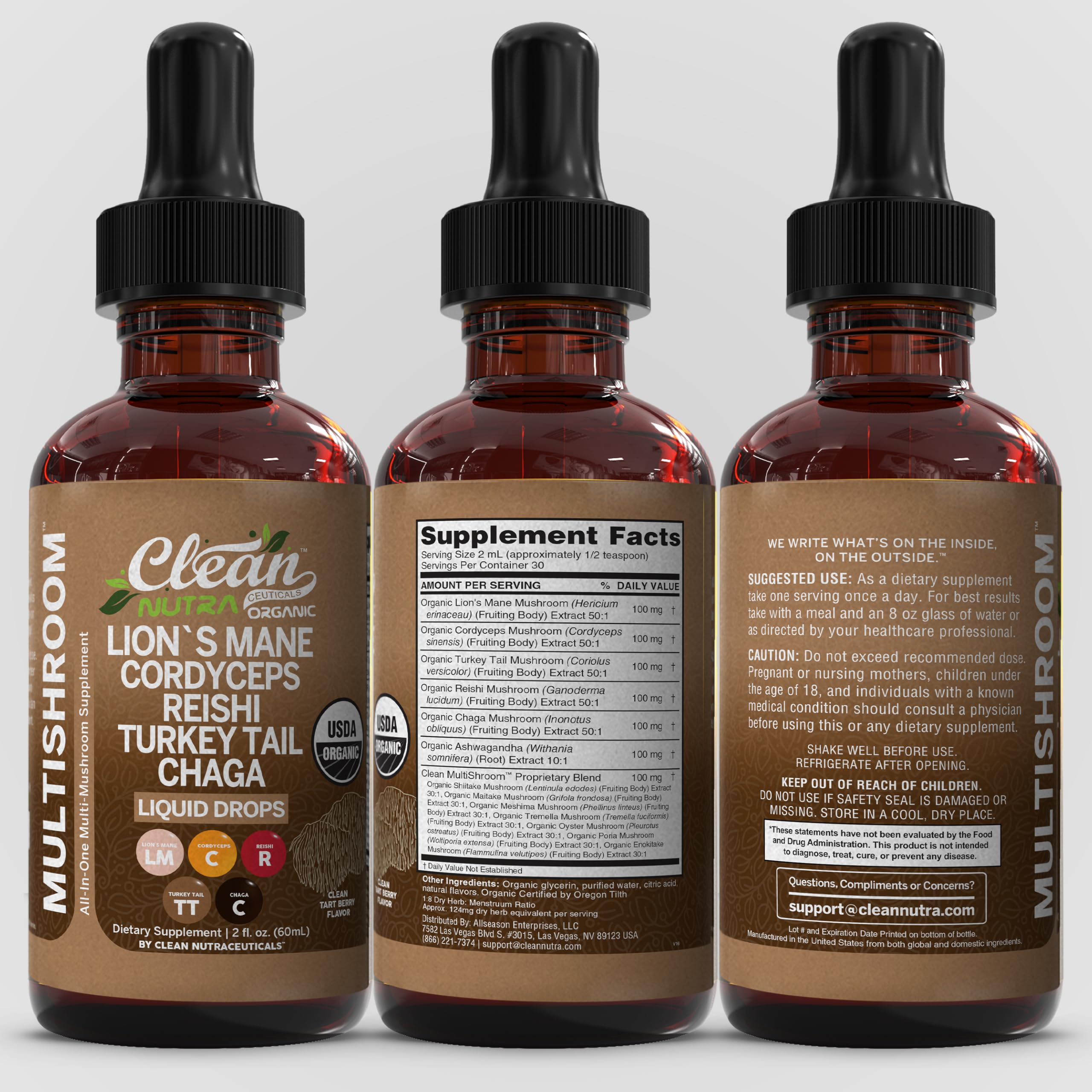 Clean Nutra Immune-friendly mushroom blend drops for everyday wellness