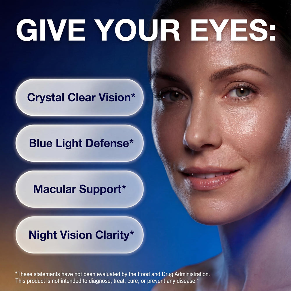 Clean Nutra Eye Drops bottle pour illustrates easy-to-use liquid drops for absorption.