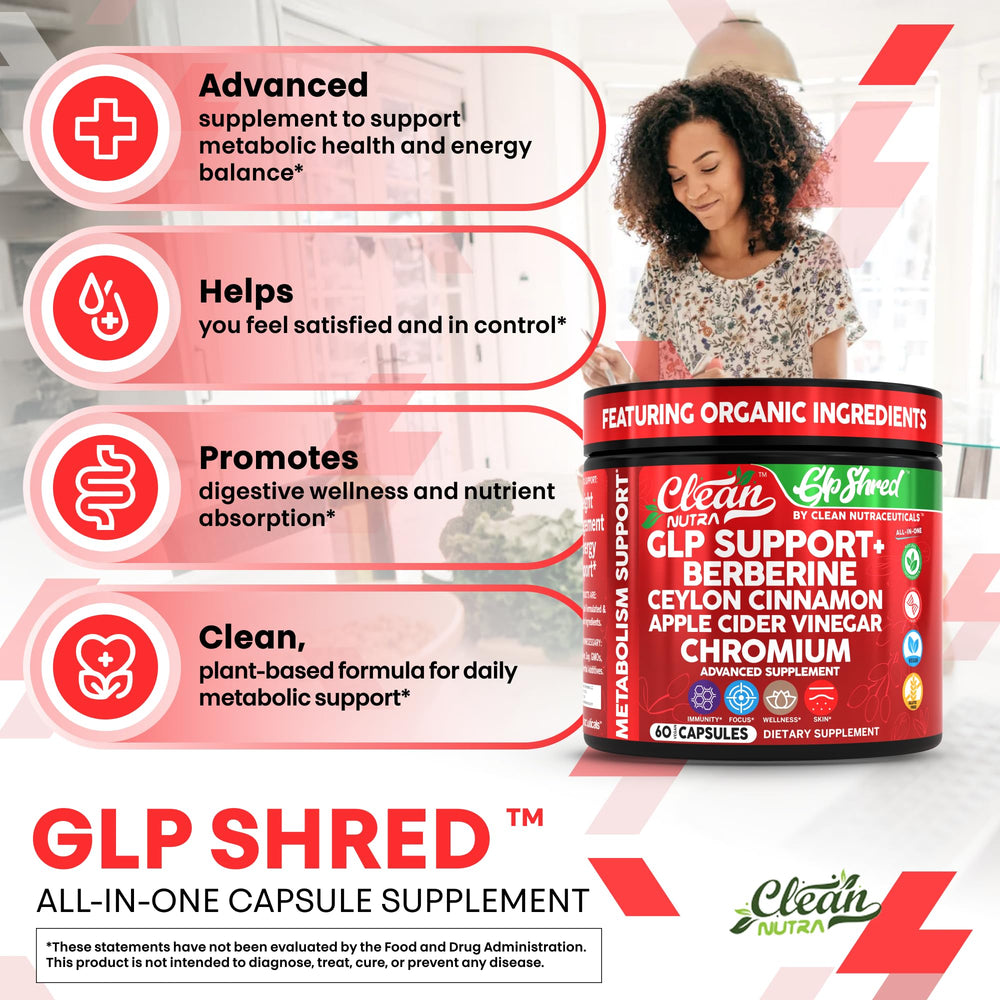 Clean Nutra GLP1 bottle beside a glass of water for easy swallowing.