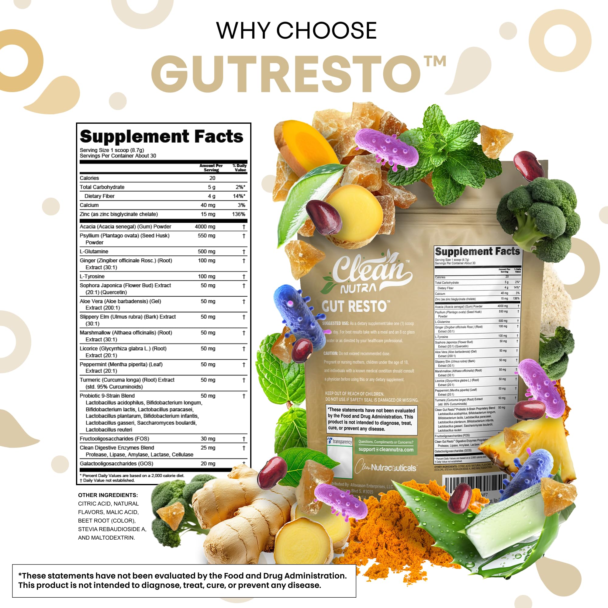 Clean Nutraceuticals GutResto ginger peppermint essence for flavor and digestive aroma