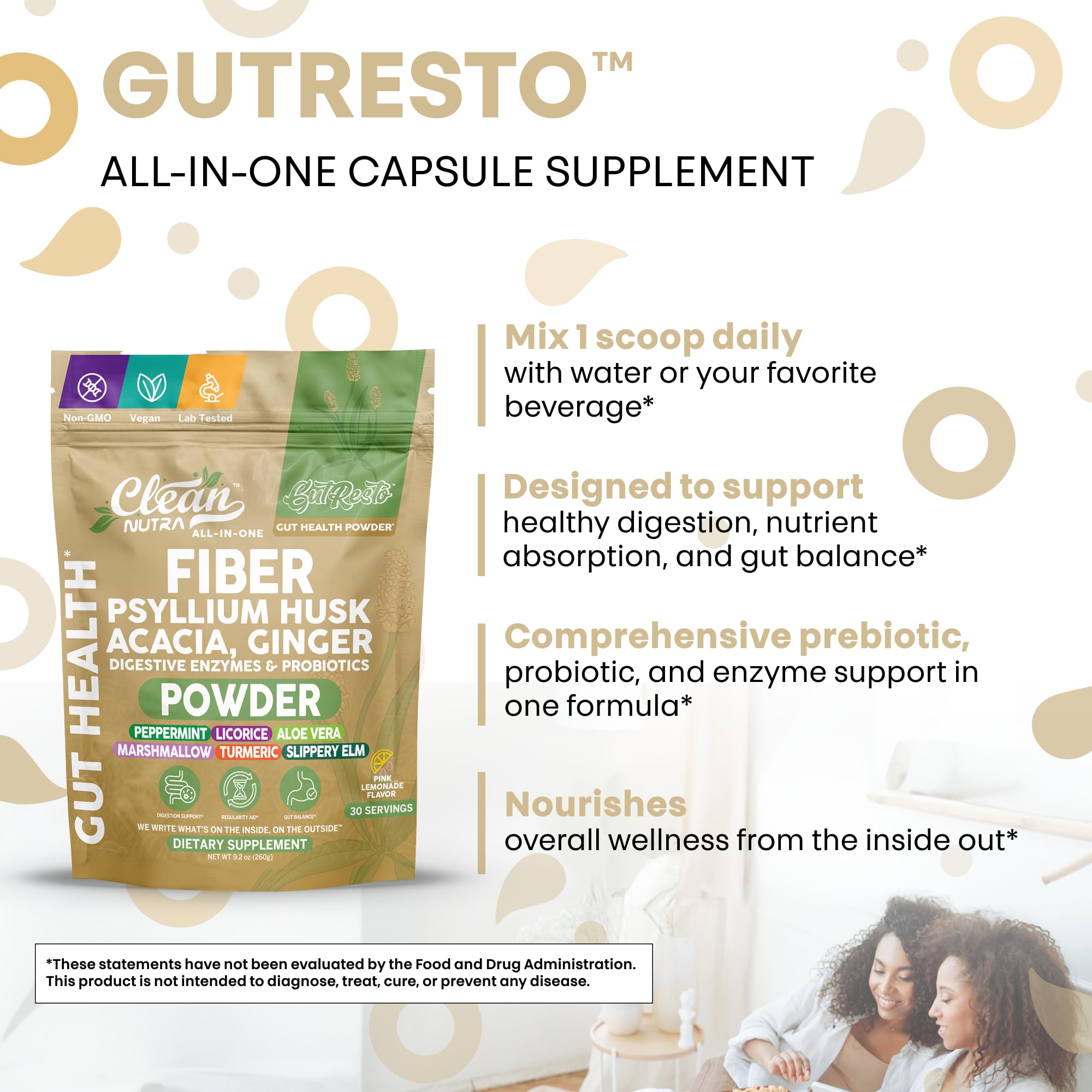 Clean Nutraceuticals GutResto turmeric powder for gentle gut wellness