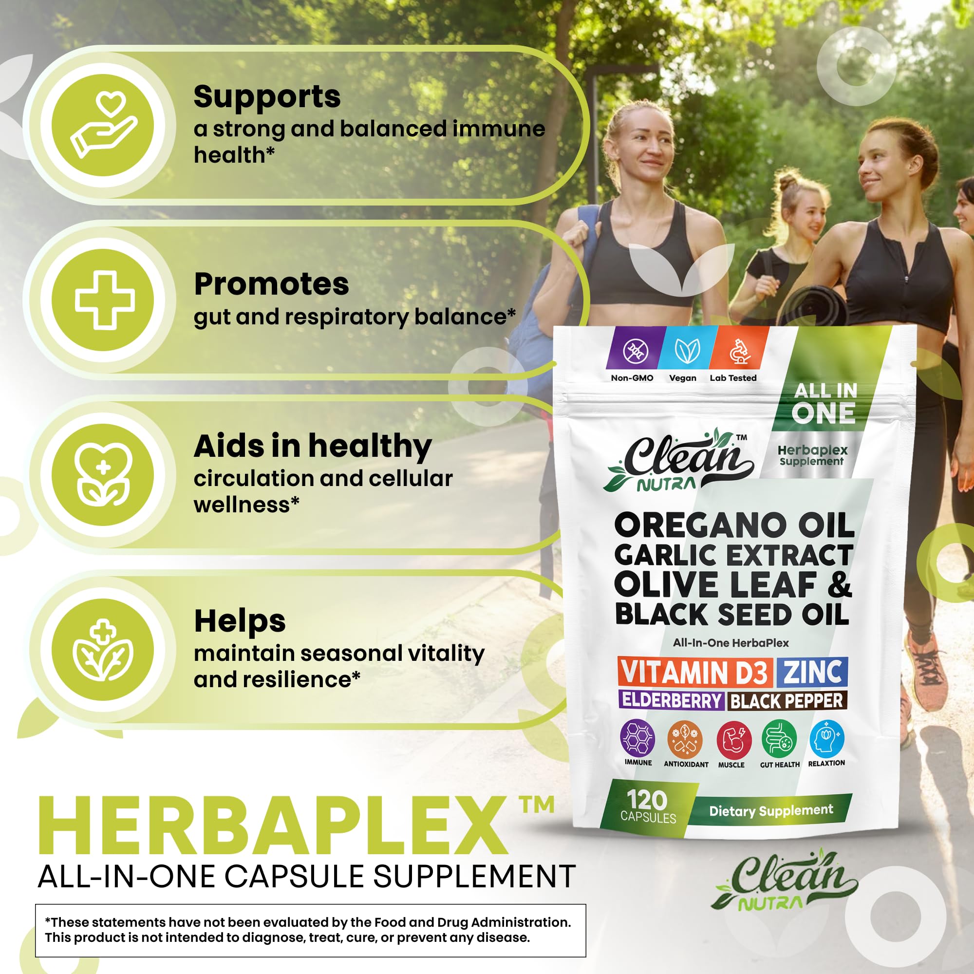 Olive leaf extract capsules in Herbaplex suggest natural resilience.