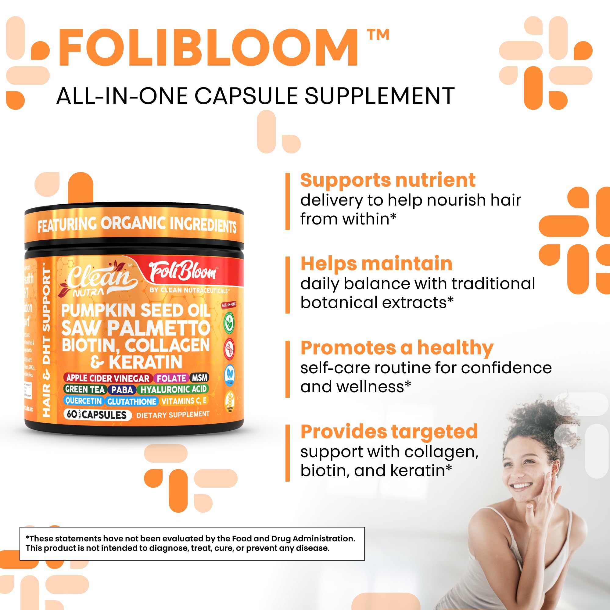 Clean Nutra label panel highlighting key ingredients like biotin and zinc.