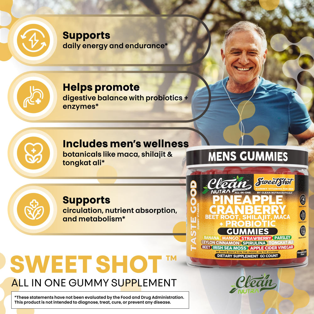 Clean Nutra Irish sea moss gummies close-up showcases seaweed nutrients for daily endurance.