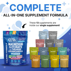 Clean Nutra magnesium blend powder scoop beside glass for easy dosing