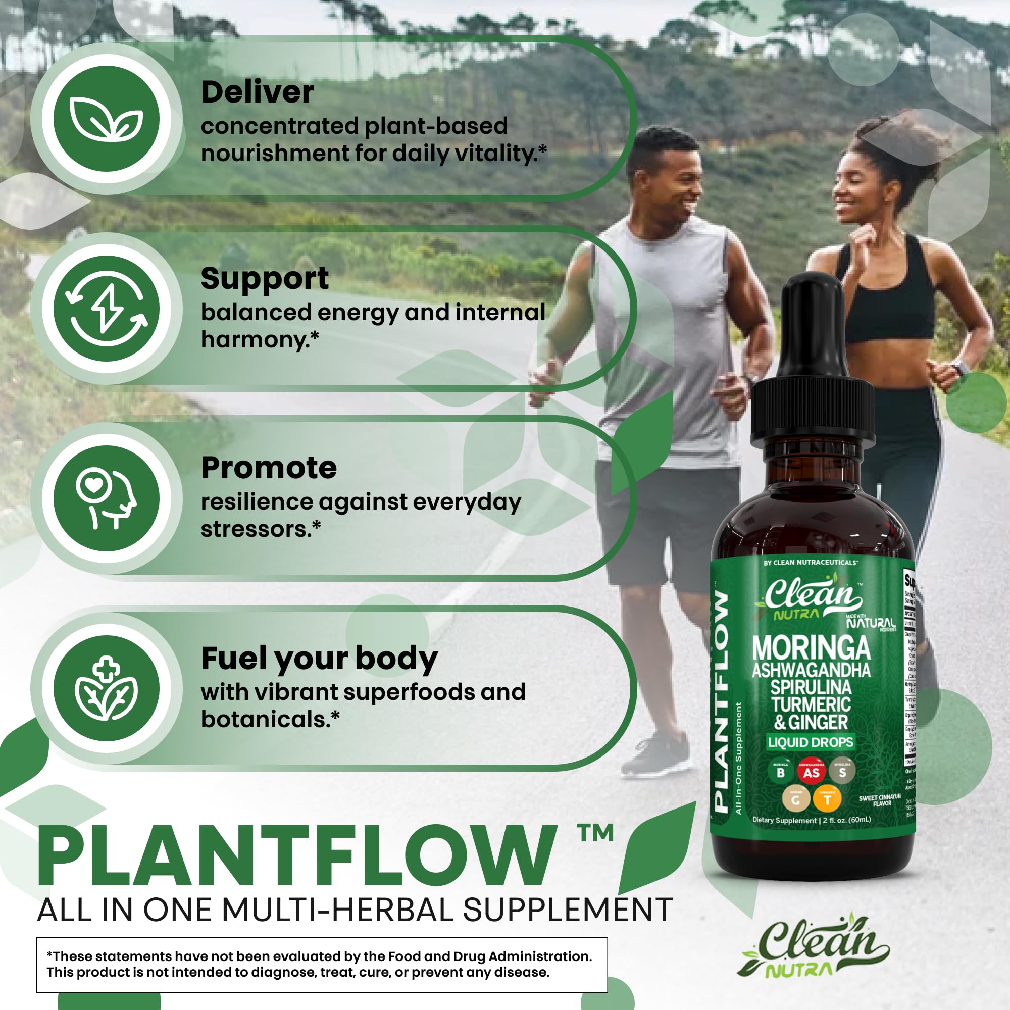 Clean Nutra Moringa Drops bottle on counter ready for daily use