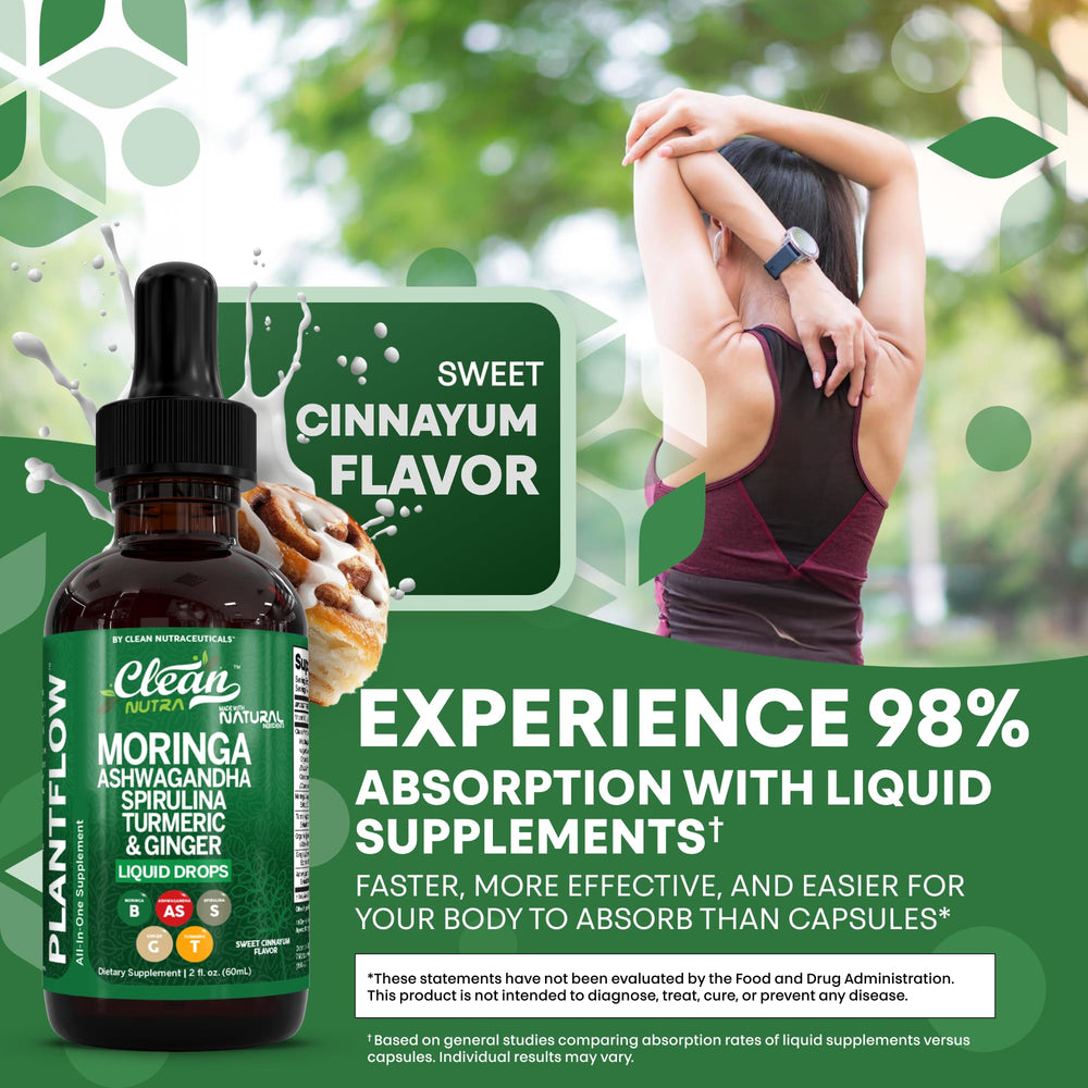 Clean Nutra Moringa Drops image showing sublingual use for fast absorption