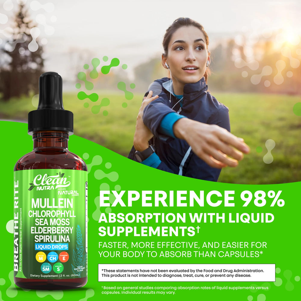 Clean Nutra Mullein Drops herb bottle with motherwort displayed.