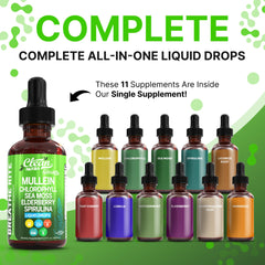 Clean Nutra Mullein Drops with sea moss and spirulina on the label for vitality.