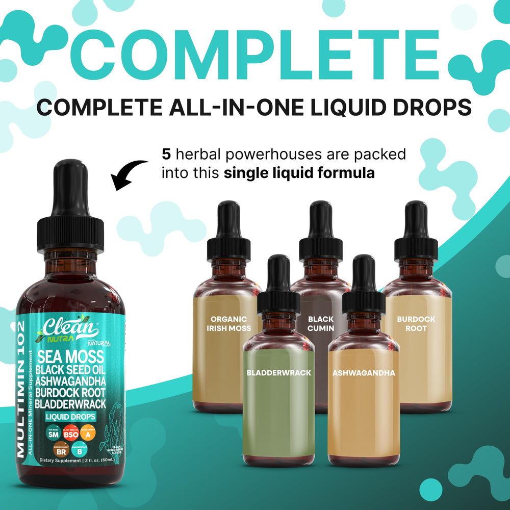Clean Nutra MultiMin102 drops dropper for precise daily dosing.