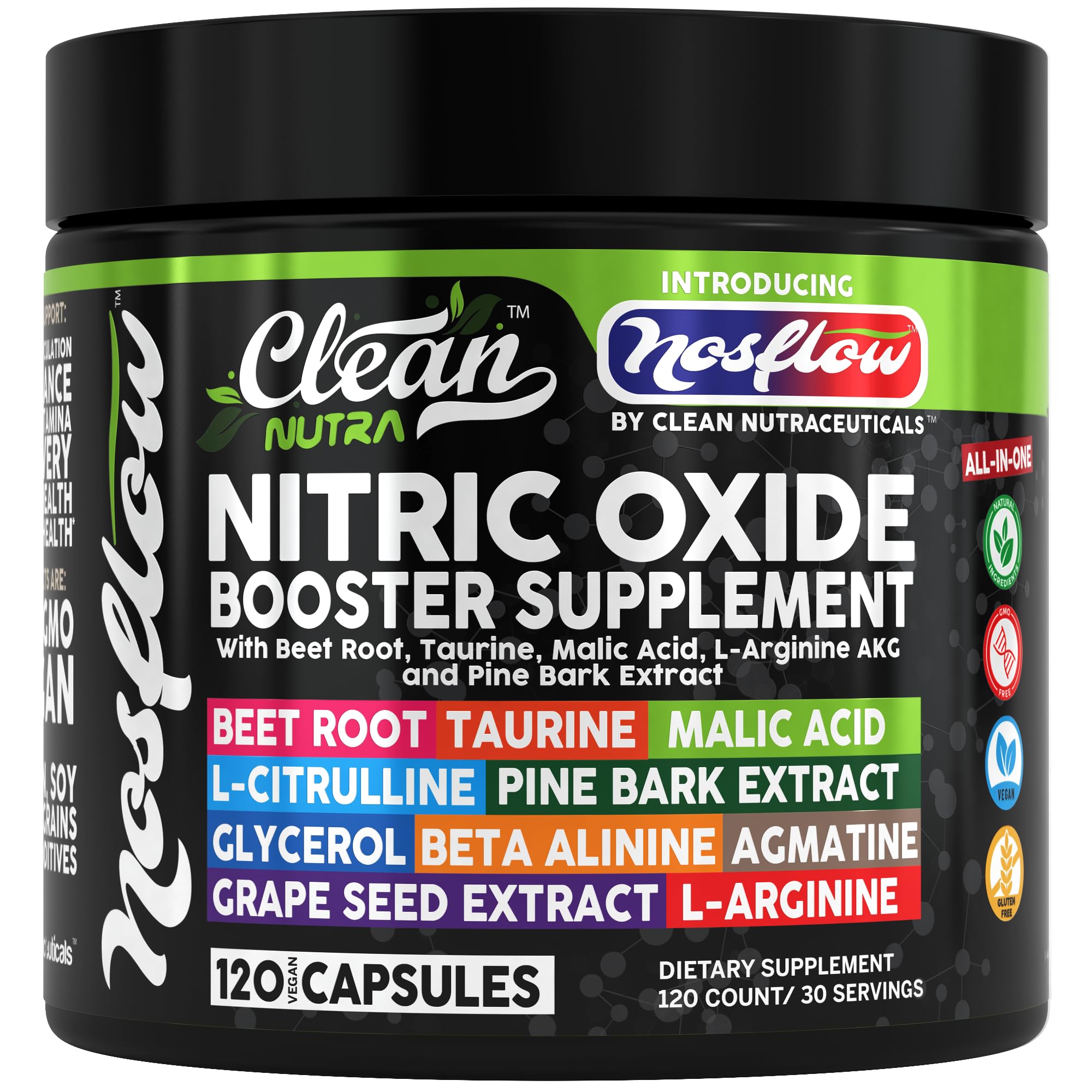 NosFlow by Clean Nutra bottle with capsules for daily endurance support.