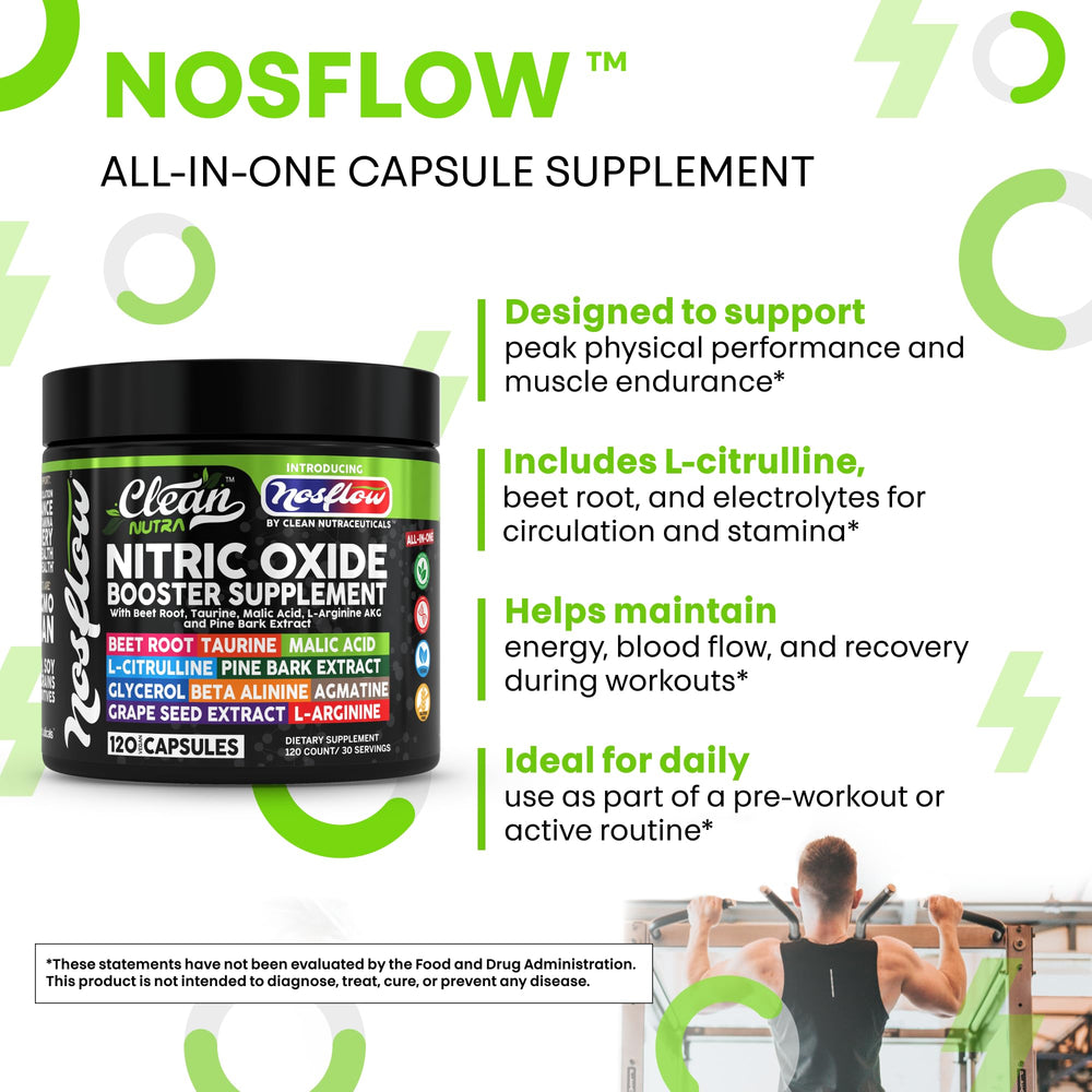 NosFlow vitamins C, B12, and B3 capsules promote immune health during training.