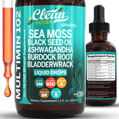 Clean Nutra Organic Sea Moss Drops bottle for daily wellness.