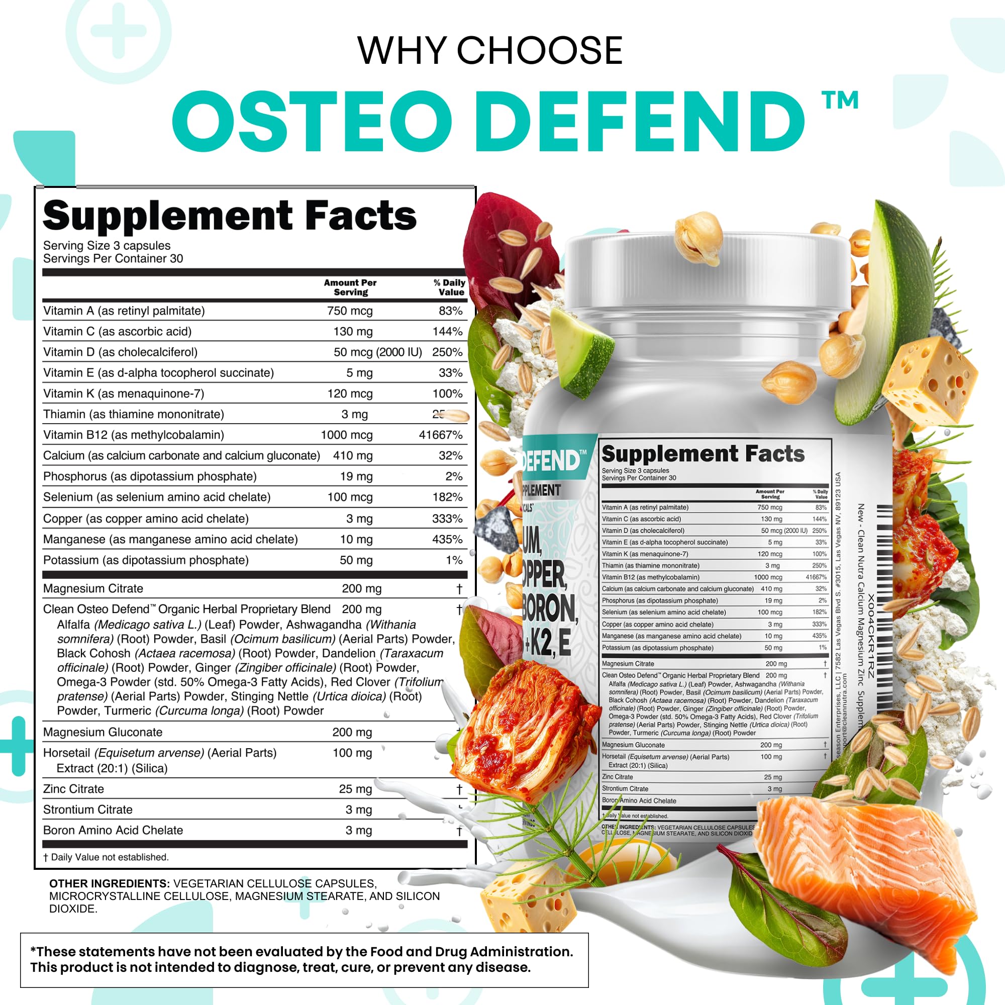 Osteo Defend bottle shown up close for easy daily supplementation