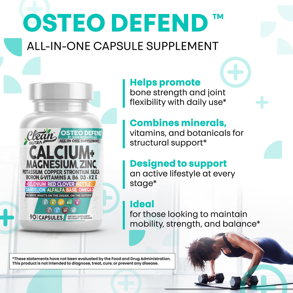 Osteo Defend packaging notes omega-3 inclusion for overall wellness