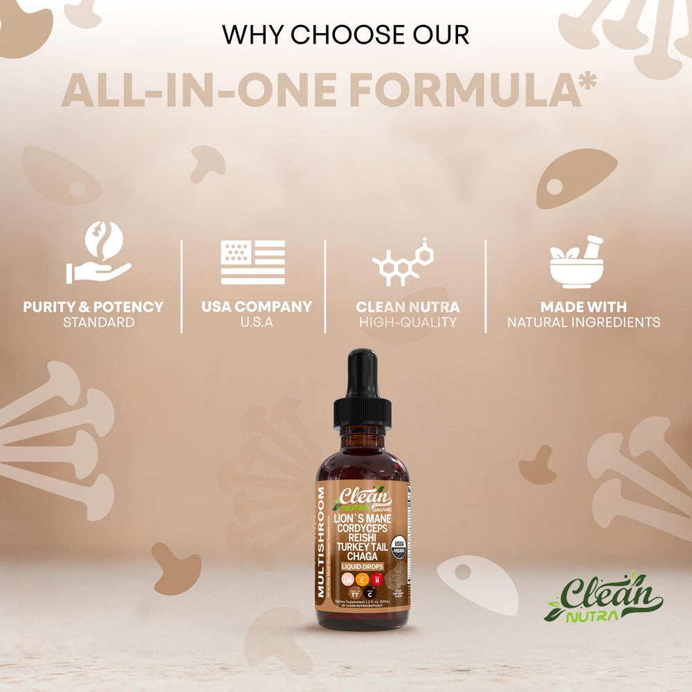 Clean Nutra Poria Enokitake mushrooms blend for hydration and vitality
