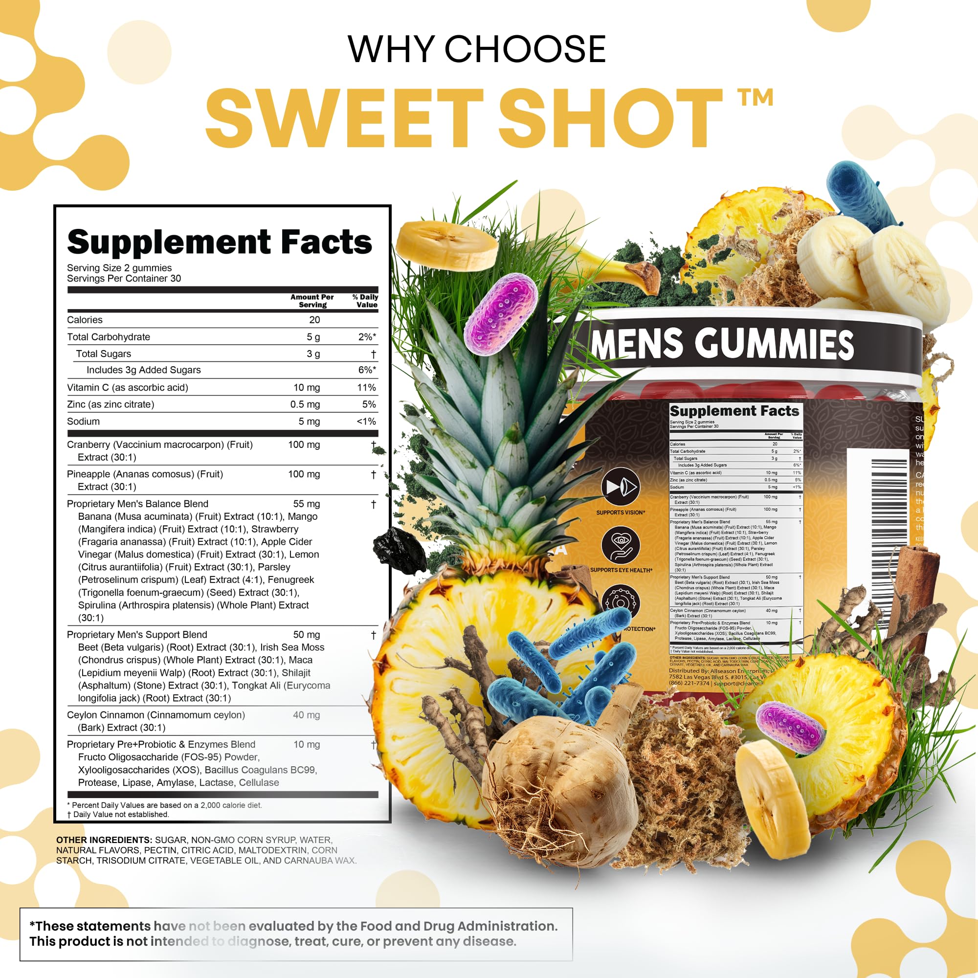 Clean Nutra shilajit-maca gummies close-up emphasize masculine vitality and stamina support.