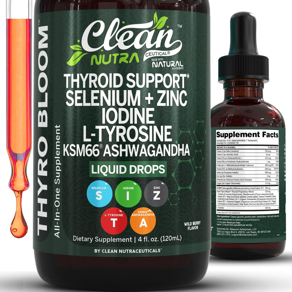Clean Nutra Thyroid Drops bottle front for quick recognition and travel-friendly use