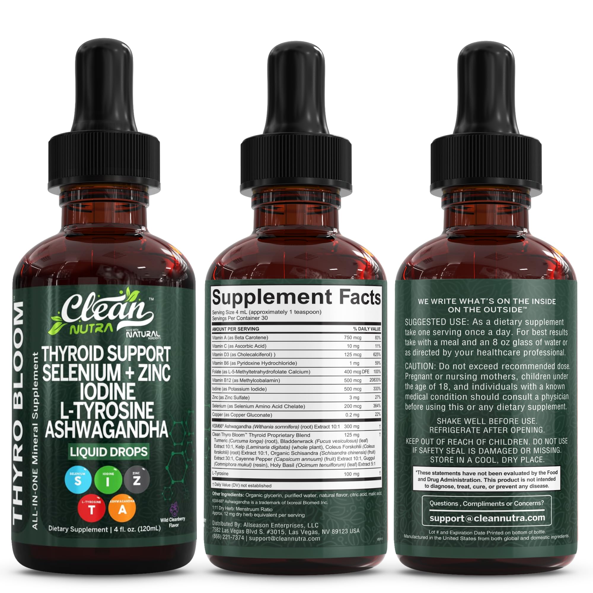 Hand holding Clean Nutra Thyroid Drops dropper for mess-free application