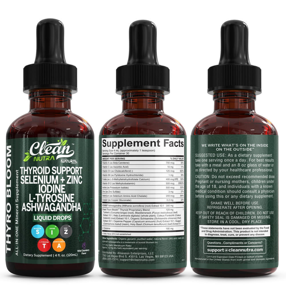 Hand holding Clean Nutra Thyroid Drops dropper for mess-free application