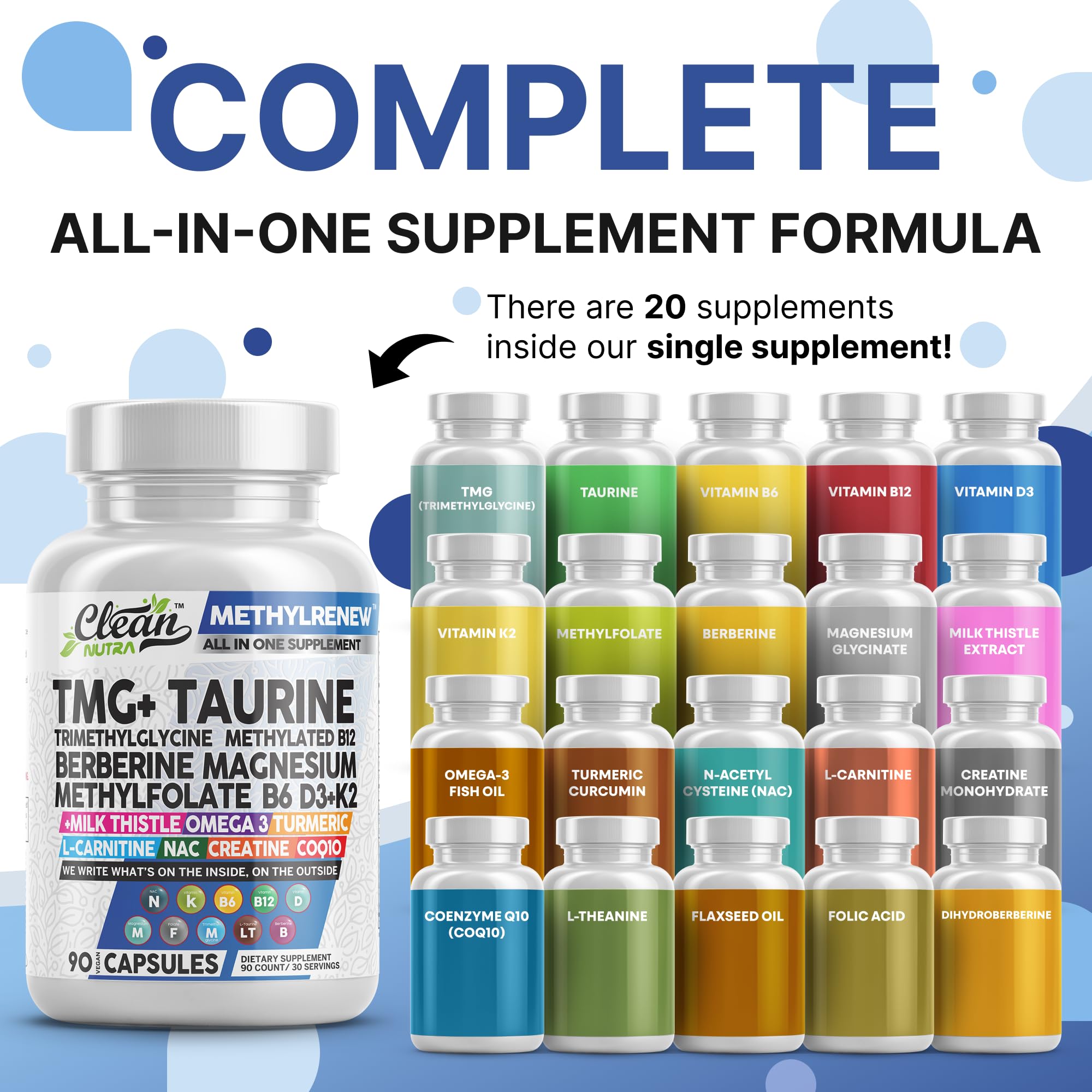 Clean Nutra TMG capsules in hand ready for balanced daily nutrient intake