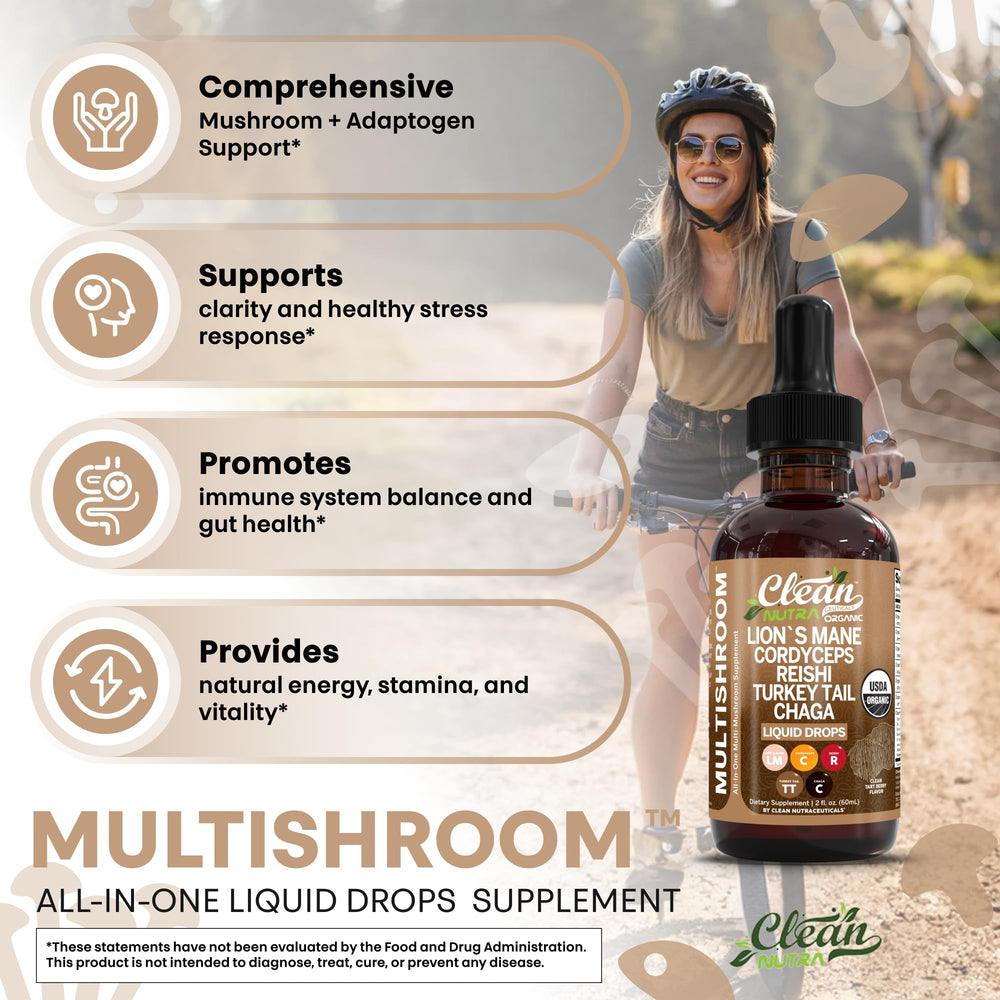 Clean Nutra Tremella Oyster Mushrooms drops aid hydration and skin moisture