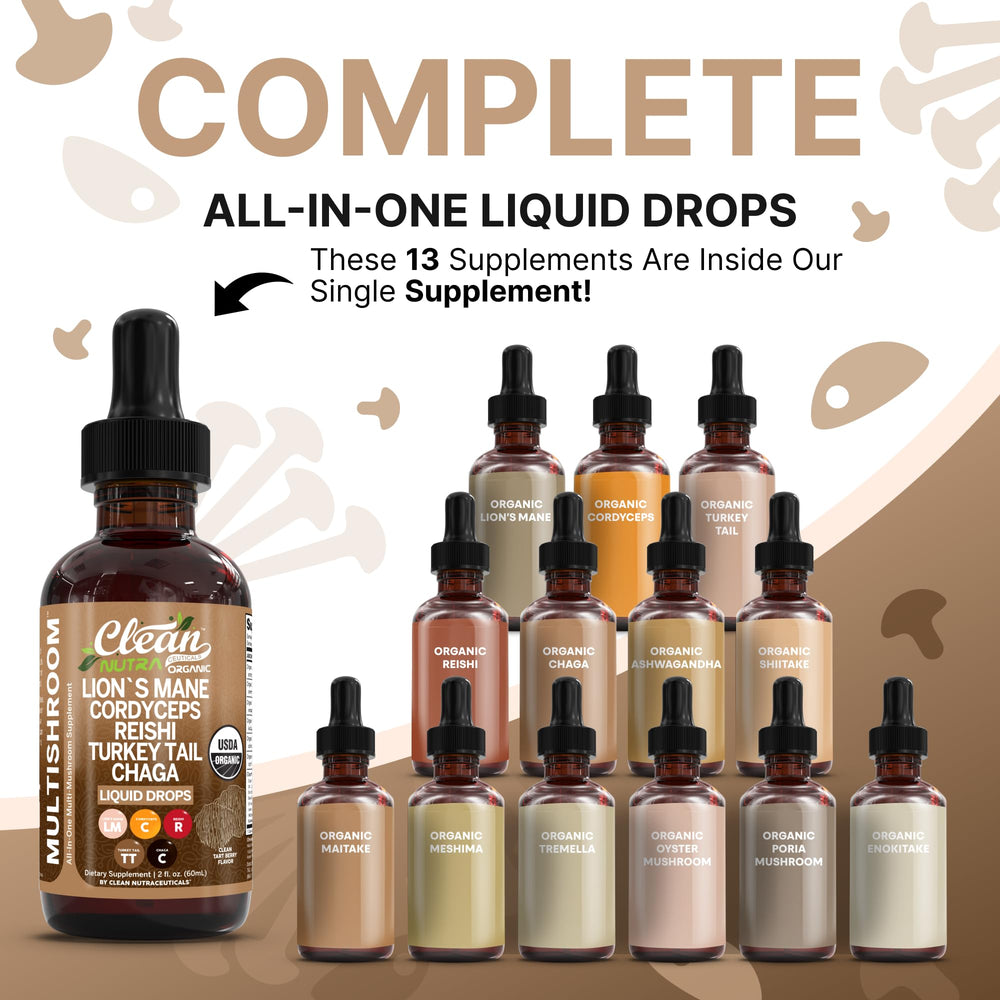 Clean Nutra Turkey Tail Cordyceps drops highlight immune-supporting convenience