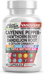 Clean Nutra Vascu Ease bottle with capsules for daily digestive comfort.
