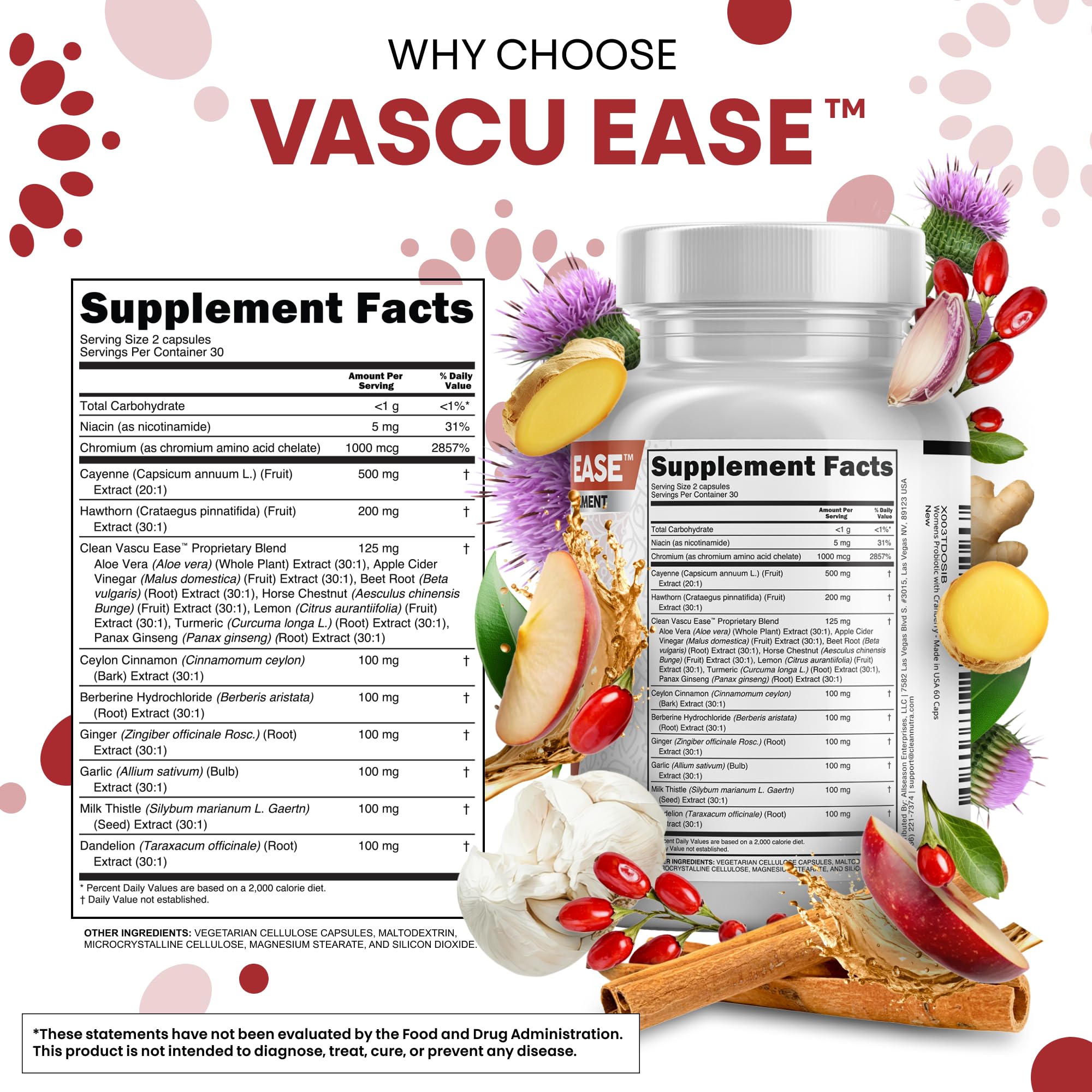 Clean Nutra Vascu Ease ginger and garlic ingredients visual suggesting digestive comfort.